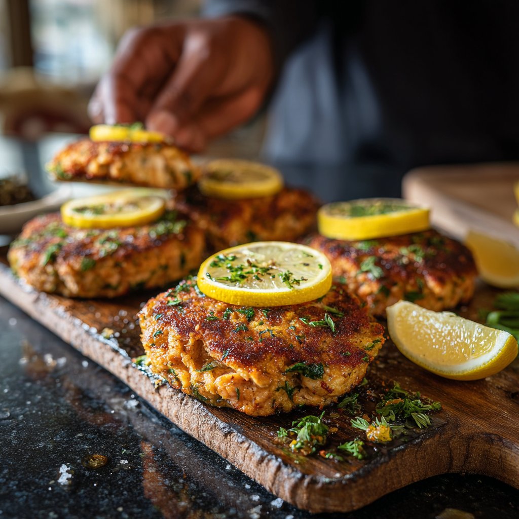 Crispy Salmon Burgers with Lemon