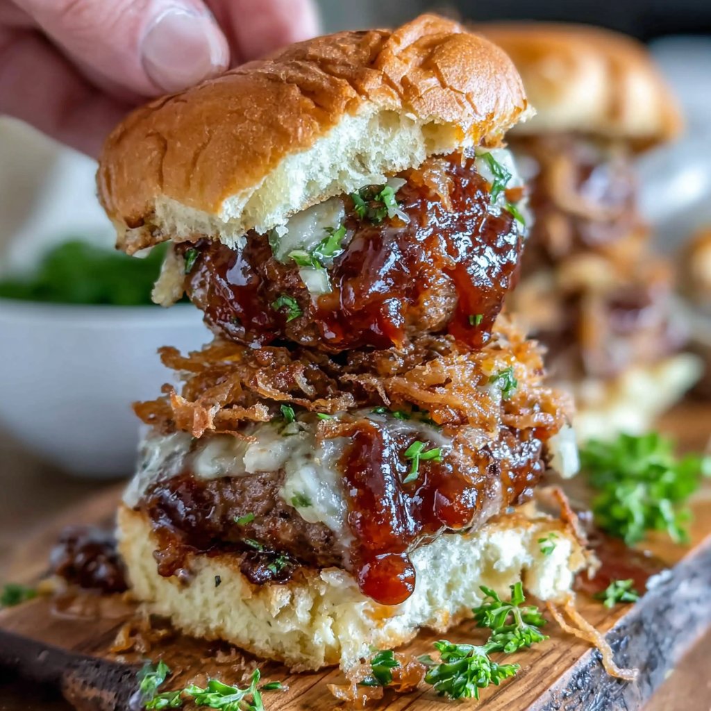 Barbecue Meatball Burger Stack