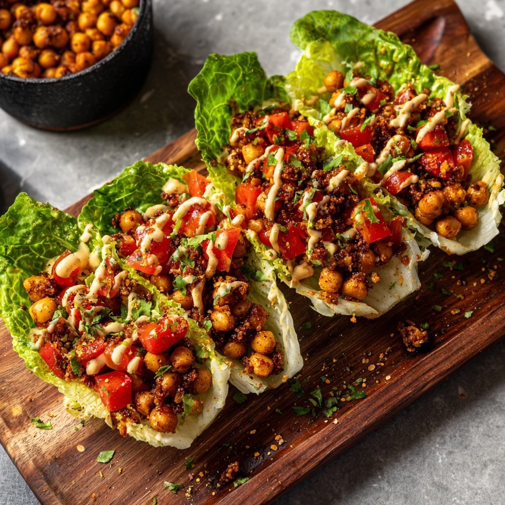 Crispy Chickpea Lettuce Cups