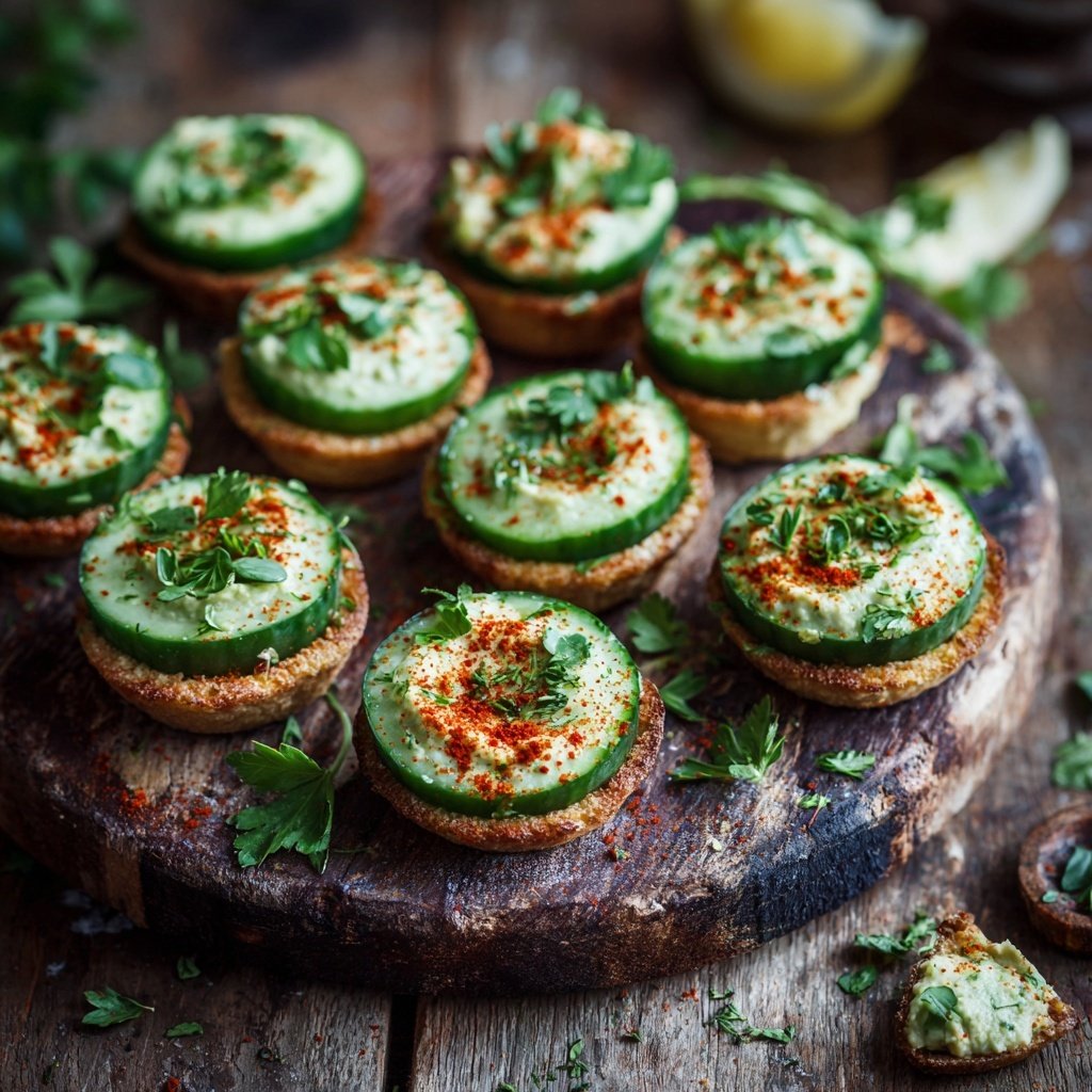 Cucumber and Hummus Bites